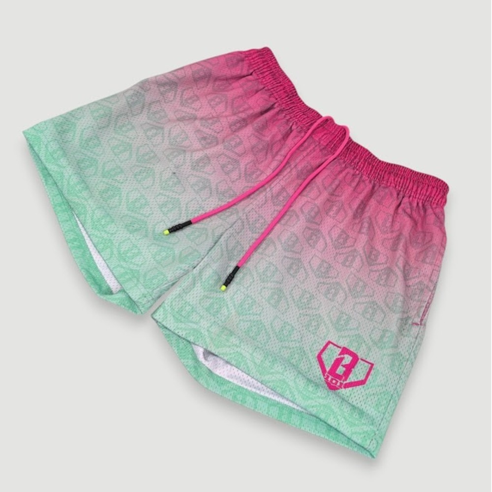 Baseball Lifestyle 101 Watermelon Gradient Shorts Mens Medium 5" Inseam Athletic